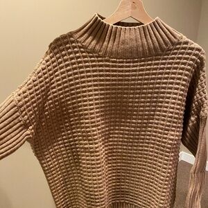 French Connection Mozart Popcorn Cotton Sweater, size Medium in Camel